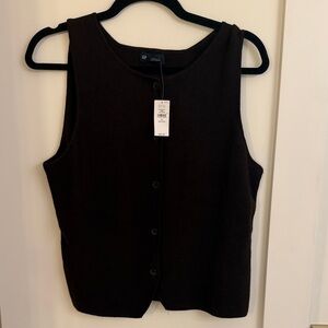 Gap Brown Button Up Sweater Tank NWT